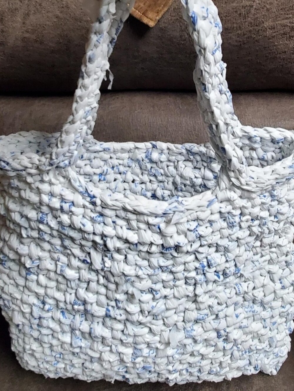Handmade Crochet Market Tote From Repurposed Shopping Bags Plarn